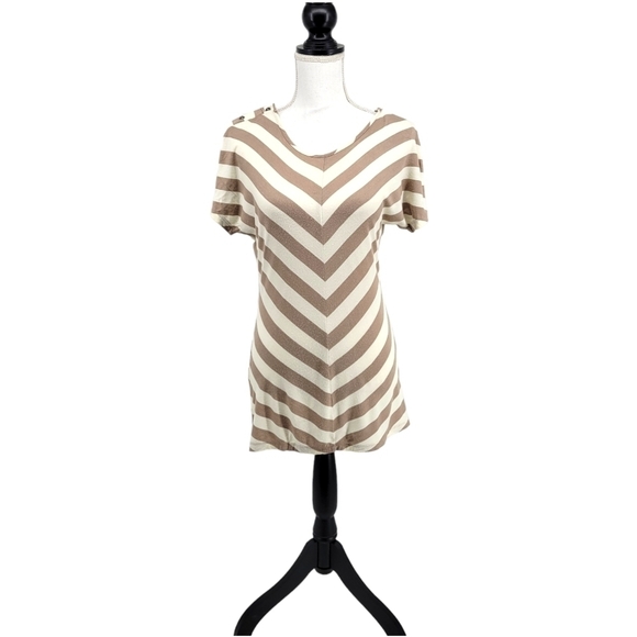 Fenn Wright Manson Stripped Top with Button Shoulder Super Soft Size Sma… - Picture 1 of 8